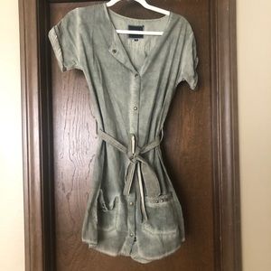 Rails green button up dress